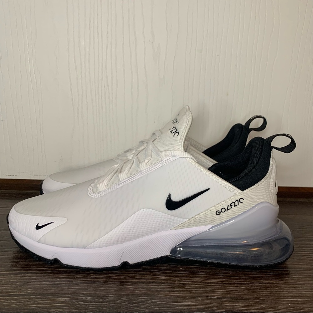 Nike Air Max 270 Golf Shoes Men’s 10.5 White/Black Pure Platinum CK6483-102